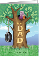 Father’s Day Owls Oak Tree Hanging Tire Swing From Your Middle Child card