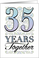 35th Anniversary Floral Typography Filigree Thirty-Five card