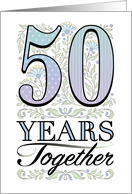 50th Anniversary Floral Typography Filigree Fifty card