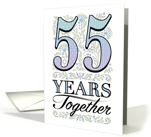 55th Anniversary Floral Typography Filigree Fifty-five card (1572386)