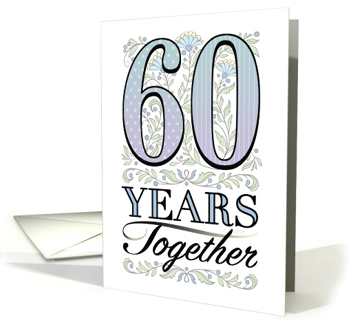 60th Anniversary Floral Typography Filigree Sixty card (1572388)