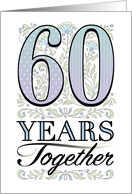 60th Anniversary Floral Typography Filigree Sixty card