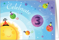 3rd Happy Birthday Planets Sun Universe Party Hat Third card