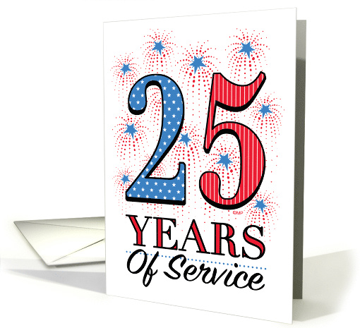 Military Aniiversary 25 Years Of Service Stars Fireworks Business card