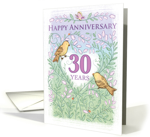 Wedding Aniversary 30 Years Love Birds Butterfly Flowers... (1575778)