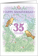 Wedding Aniversary 35 Years Love Birds Butterfly Flowers Lady Bugs card