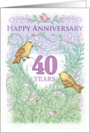 Wedding Aniversary 40 Years Love Birds Butterfly Flowers Lady Bugs card