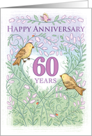Wedding Aniversary 60 Years Love Birds Butterfly Flowers Lady Bugs card