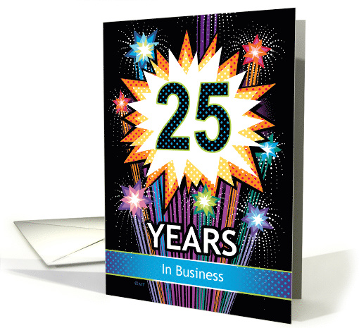 Business Anniversary Celebrating 25 Years Fireworks Polka Dots card