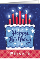 Military Private Birthday Cake Candles 5 Star Celebration card