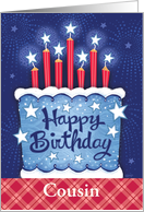 4th of July Patriotic Custom Birthday Cake Candles 5 Star Celebration card