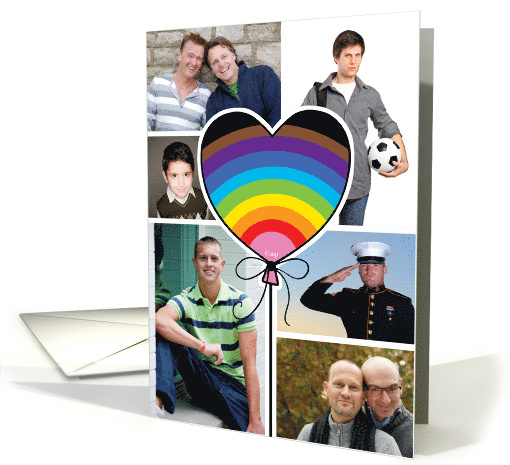 Rainbow Heart Balloon Pride Gay Custom Photo card (1580820)