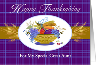 Great Aunt Happy Thanksgiving Fruit Basket Corn Wheat Apple Grapes card