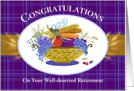 Congratulations Retirement Fruit and Grain Harvest Basket card