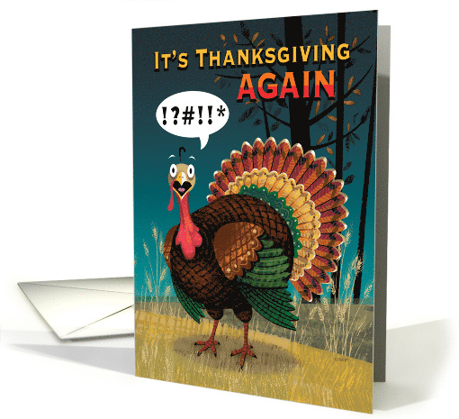 Happy Thanksgiving Turkey Gobble Fall Wheat Surprised Bird card