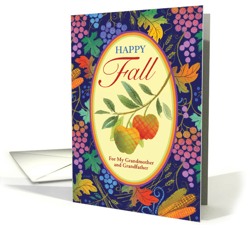 Custom Grandmother & Grandfather Happy Thanksgiving Fall Apples card