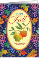 Custom Relationship Cousin And Husband Happy Thanksgiving Fall Apples card