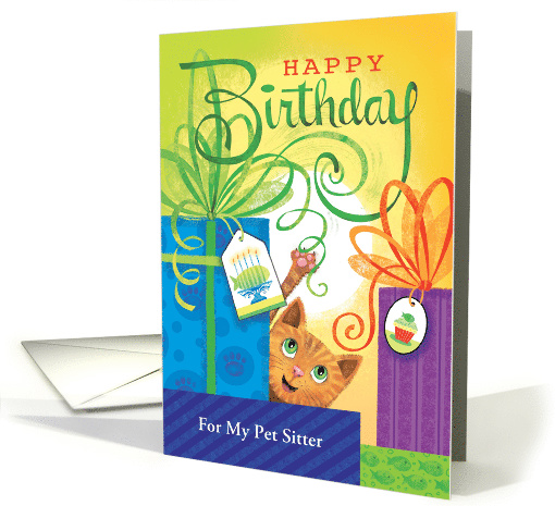Happy Birthday Pet Sitter Presents Fish Cake Paws Custom Relation card