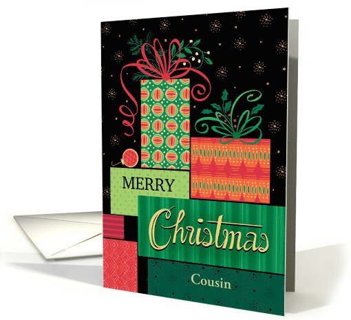 Cousin Merry Christmas Gifts Bows Presents Custom Relationship card