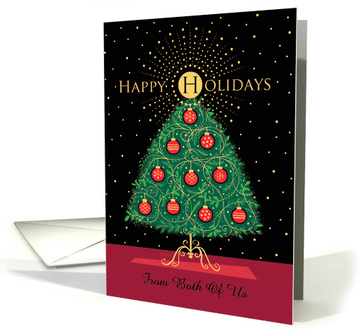 From Both Of Us Happy Holidays Christmas Tree Ornaments Custom card