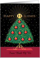 From Both Of Us Happy Holidays Christmas Tree Ornaments Custom card