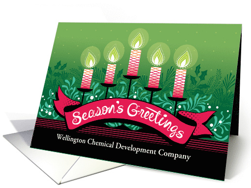 Business Season's Greetings Candles Mistletoe Custom Name card