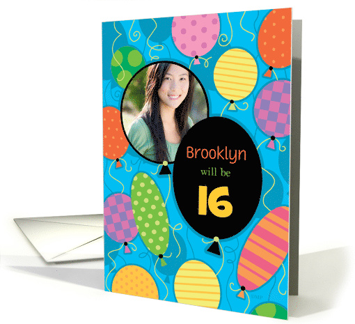 Birthday Balloons Custom Photographs Name Age Invitation card