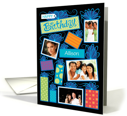Happy Birthday Presents Custom Photo Initial Letter A card (1595720)