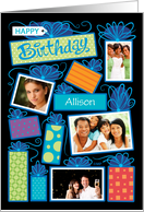 Happy Birthday Presents Custom Photo Initial Letter A card