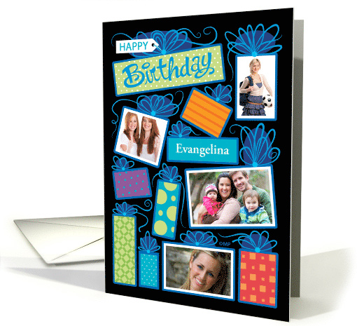 Happy Birthday Presents Custom Photo Initial Letter E card (1596884)