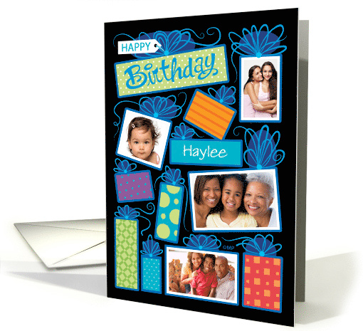 Happy Birthday Presents Custom Photo Initial Letter H card (1596892)