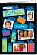 Happy Birthday Presents Custom Photo Initial Letter H card