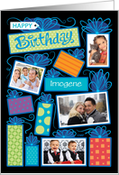 Happy Birthday Presents Custom Photo Initial Letter I card