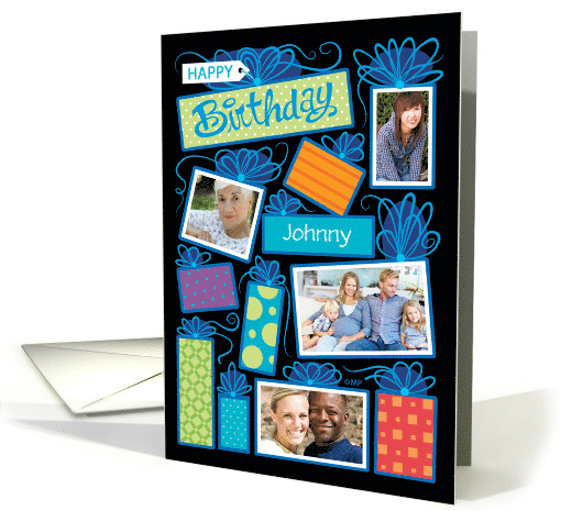 Custom Photo J Name Happy Birthday Presents card (1596926)