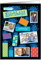 Custom Photo J Name Happy Birthday Presents card