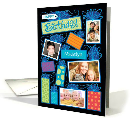 Happy Birthday Presents Custom Photo Initial Letter M card (1596956)