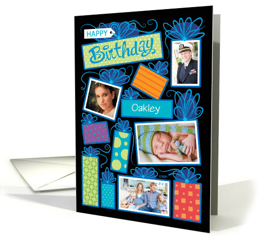 Happy Birthday Presents Custom Photo Initial Letter O card (1596962)