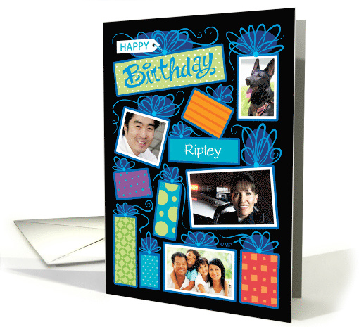 Happy Birthday Presents Custom Photo Initial Letter R card (1596968)