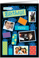 Happy Birthday Presents Custom Photo Initial Letter R card