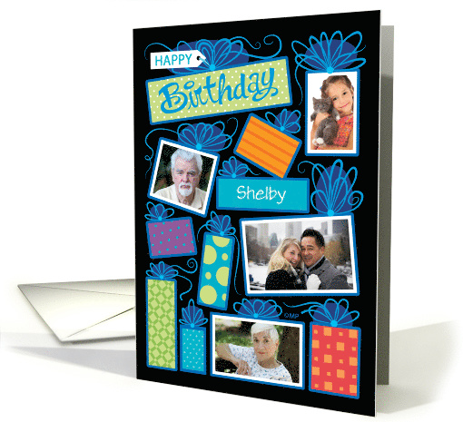 Happy Birthday Presents Custom Photo Initial Letter S card (1596972)