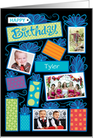 Happy Birthday Presents Custom Photo Initial Letter T card