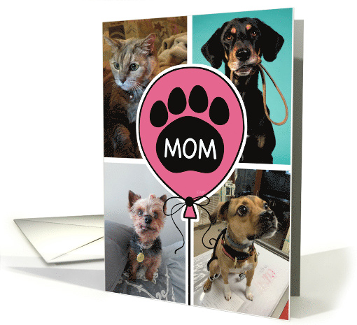 Mom Balloon Pawprint Mother's Day Pink From Pet card (1615194)