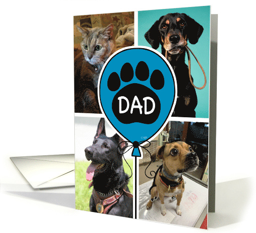 Dad Balloon Pawprint Father's Day Blue From Pet card (1616656)