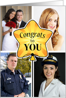Congratulations Star Balloon Custom Photo card