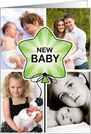 Birth Announcement Baby Green Balloon Custom Photo card