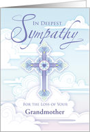 Sympathy Cross Blue Pastel Clouds Religious Loss of Grandmother card