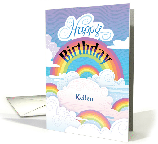 Rainbows Clouds Happy Birthday Customize Name K card (1624966)