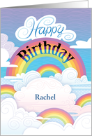 Rainbows Clouds Happy Birthday Customize Name R card