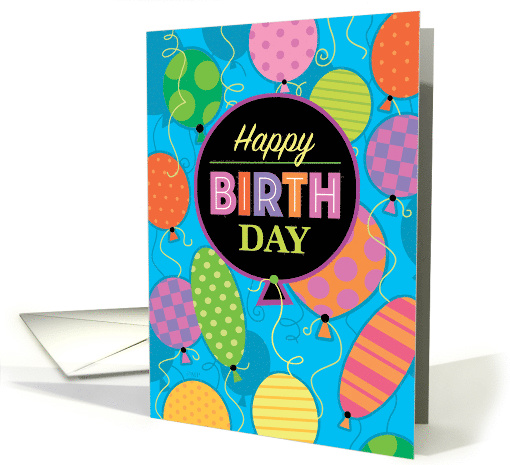 Happy Birthday Balloons Blue Bright Colors card (1626528)