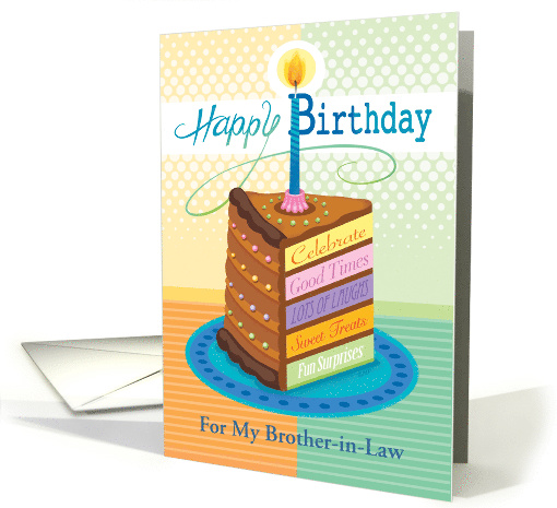 For Brother in Law Happy Birthday Chocolate Cake Slice Candle card
